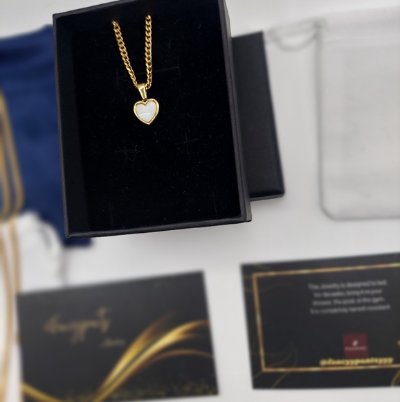 18K Gold Plated Heart Pendant with 18K Gold Miami Cuban Link Chain - Picture 4 of 10
